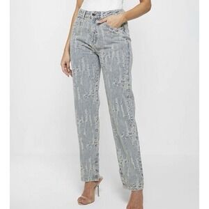 Maniere De Voir Florence Blue Distressed Jeans Womens Sz 6 Designer Denin HiRise